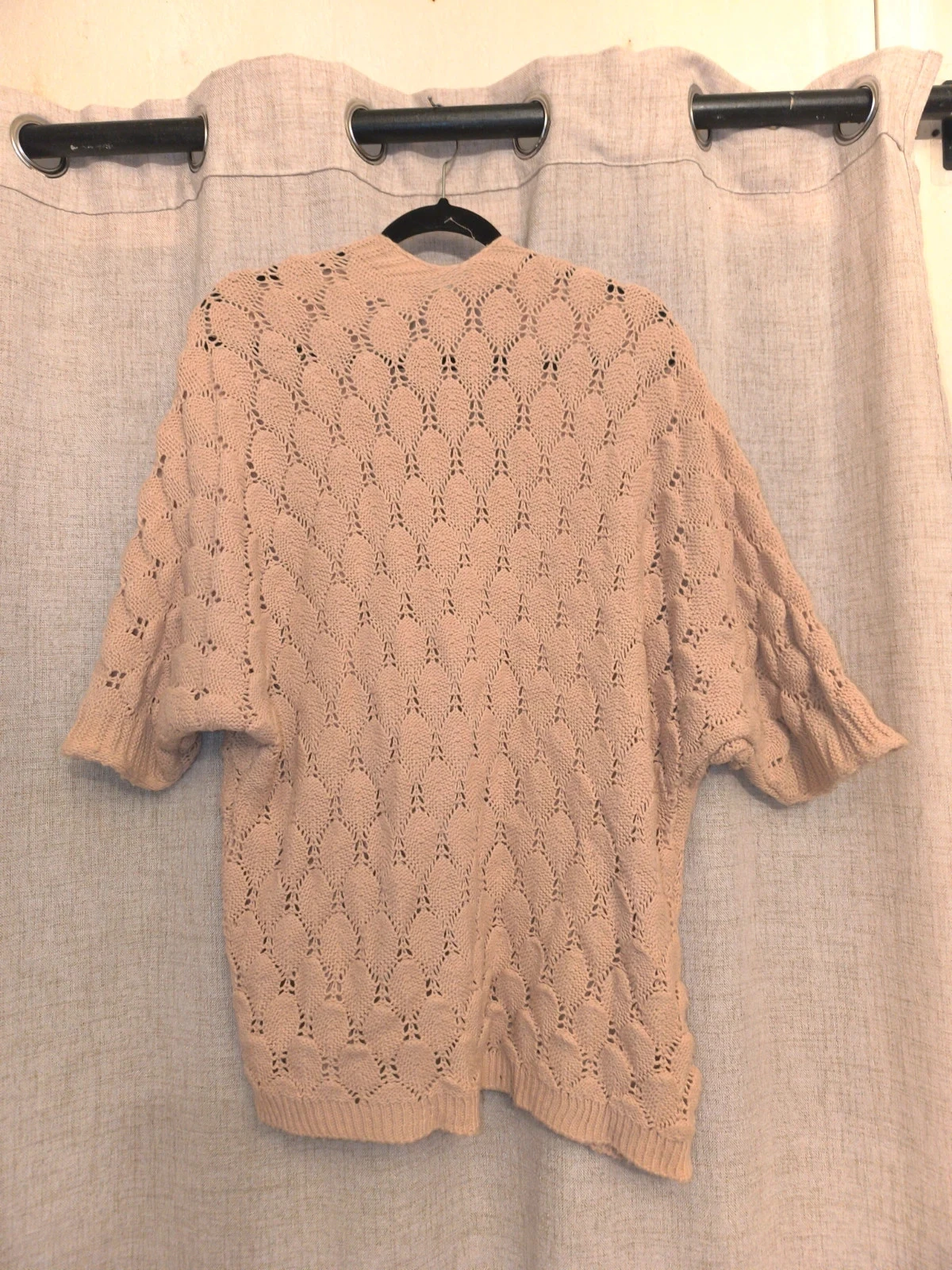 Chaleco largo de malla calada en polvo rosa T44/46 boho oversized – photo 2